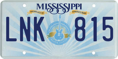 MS license plate LNK815