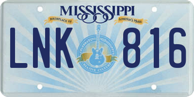 MS license plate LNK816