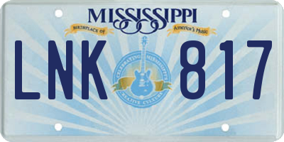 MS license plate LNK817