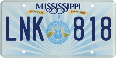 MS license plate LNK818