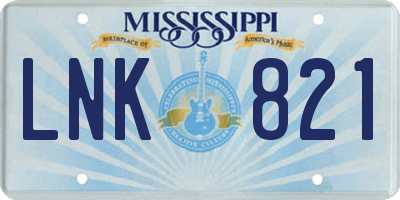 MS license plate LNK821