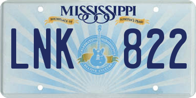 MS license plate LNK822