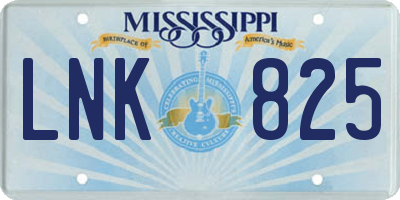 MS license plate LNK825