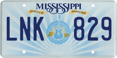 MS license plate LNK829