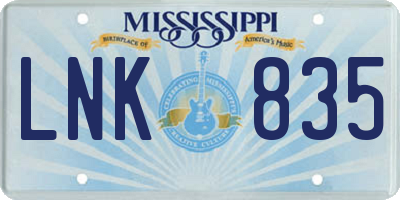 MS license plate LNK835
