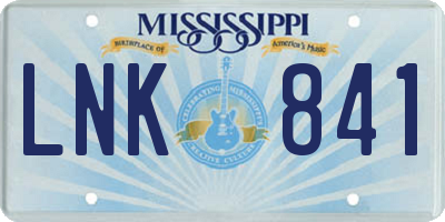 MS license plate LNK841
