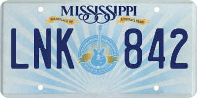 MS license plate LNK842