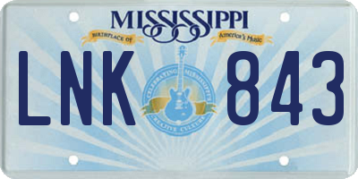 MS license plate LNK843