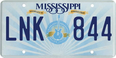 MS license plate LNK844