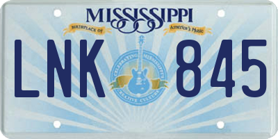 MS license plate LNK845