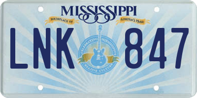 MS license plate LNK847