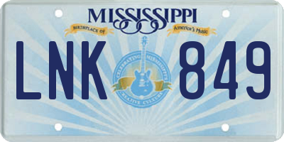 MS license plate LNK849