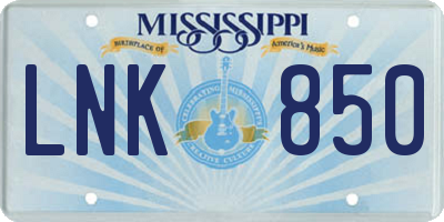 MS license plate LNK850