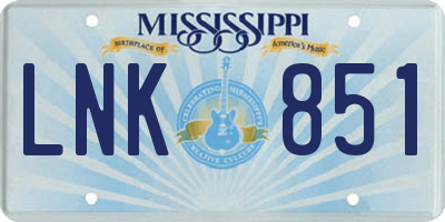 MS license plate LNK851