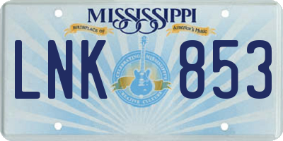 MS license plate LNK853