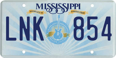 MS license plate LNK854