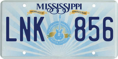 MS license plate LNK856