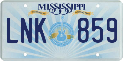 MS license plate LNK859