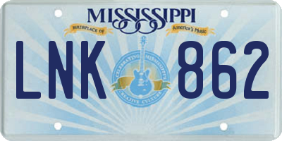 MS license plate LNK862