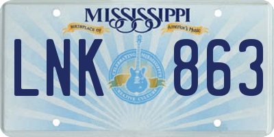 MS license plate LNK863