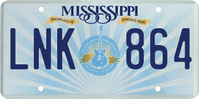 MS license plate LNK864
