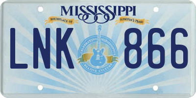 MS license plate LNK866