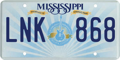 MS license plate LNK868