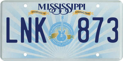 MS license plate LNK873