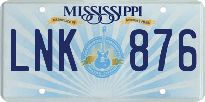 MS license plate LNK876