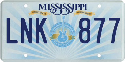 MS license plate LNK877