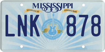 MS license plate LNK878