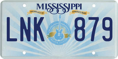 MS license plate LNK879