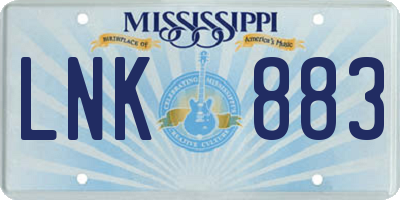 MS license plate LNK883