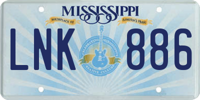 MS license plate LNK886
