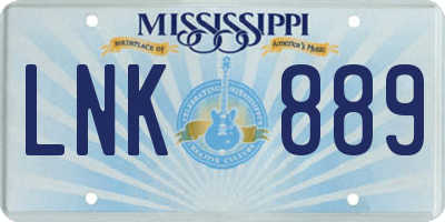 MS license plate LNK889