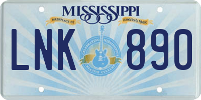 MS license plate LNK890