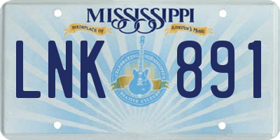 MS license plate LNK891