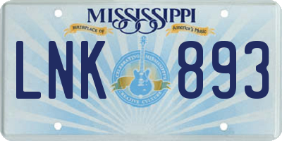 MS license plate LNK893