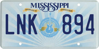 MS license plate LNK894