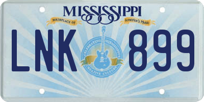 MS license plate LNK899