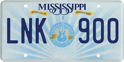 MS license plate LNK900
