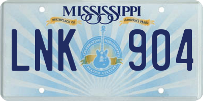 MS license plate LNK904