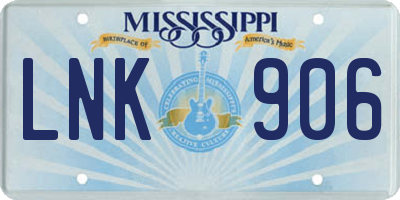 MS license plate LNK906