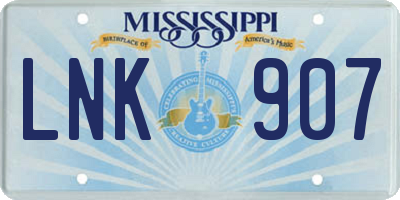 MS license plate LNK907