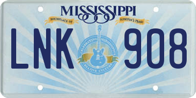 MS license plate LNK908