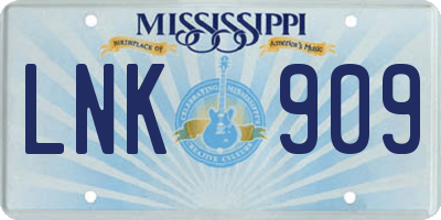 MS license plate LNK909
