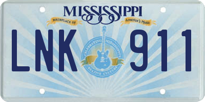 MS license plate LNK911