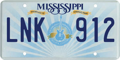 MS license plate LNK912