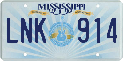 MS license plate LNK914