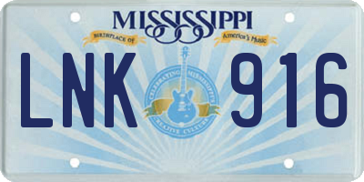 MS license plate LNK916